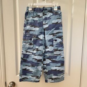 Mini Boden Blue Camo Camouflage Cargo Pants Boys Size 5-6 years